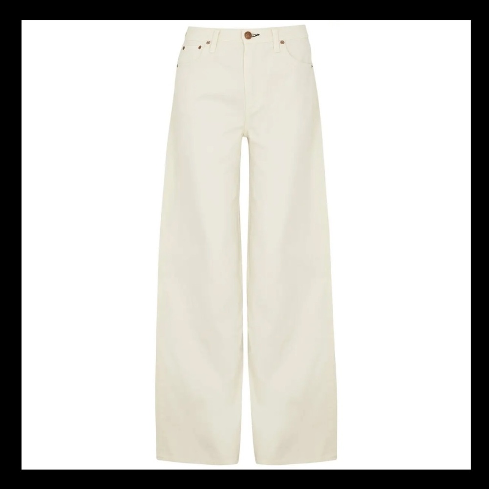 Rag & Bone Women’s Sz 30 Sofie Ecru High Rise Ultra Wide Leg Jeans Baggy Cream